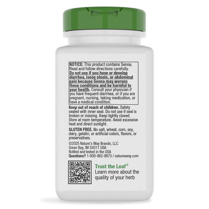 Nature's Way Suplemento Hojas de Sen 1350 mg, 100 cápsulas