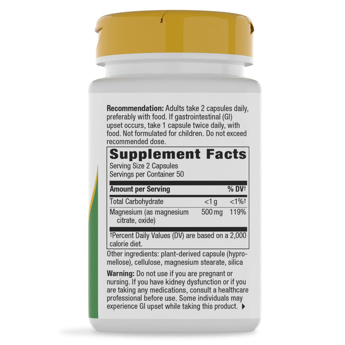 Nature's Way Suplemento Complejo de magnesio 500 mg, 100 cápsulas