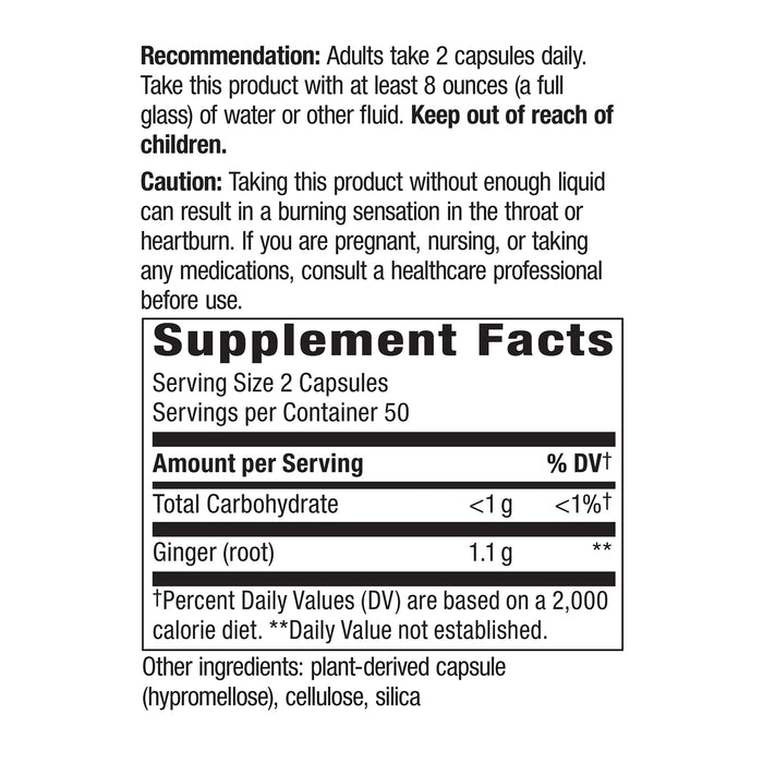 Nature's Way Suplemento Raíz de Jengibre 1100 mg, 100 cápsulas