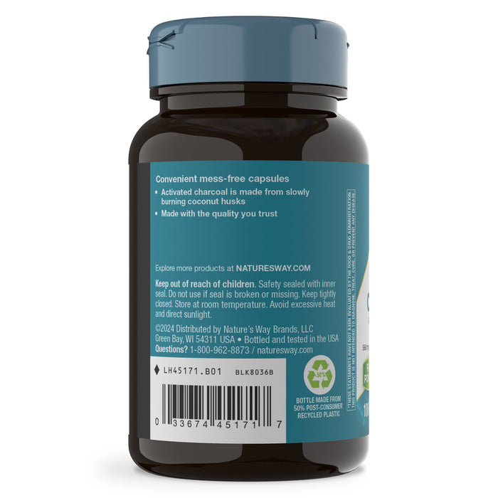 Nature's Way Suplemento Carbón Activado 560 mg, 100 cápsulas