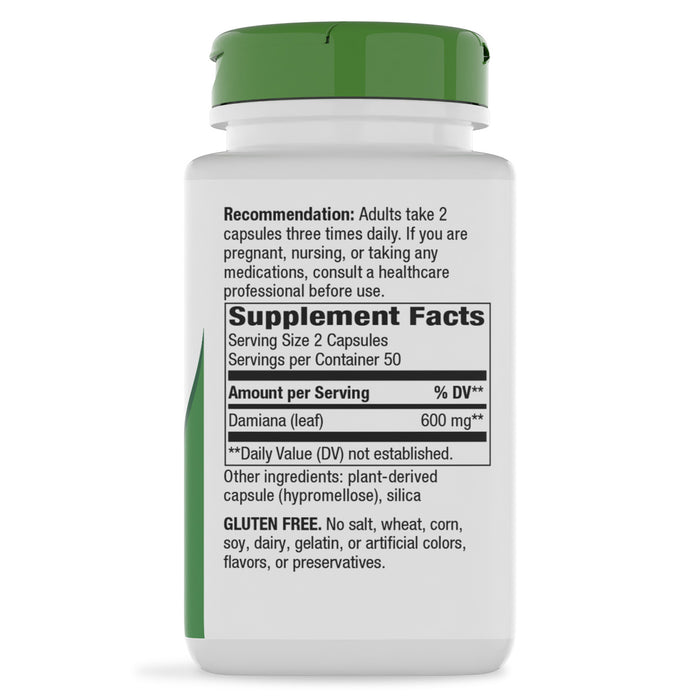 Nature's Way Suplemento Hojas de Damiana 600 mg, 100 cápsulas