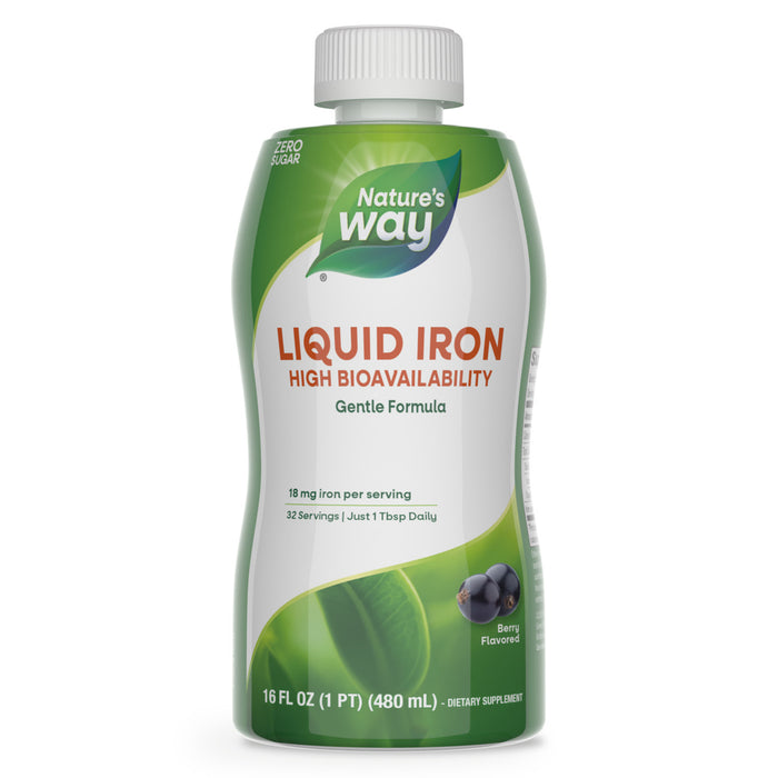 Nature's Way Suplemento Hierro líquido, 16 fl oz (480 ml) sabor berry