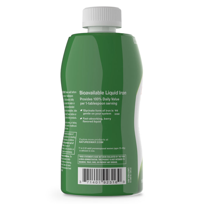 Nature's Way Suplemento Hierro líquido, 16 fl oz (480 ml) sabor berry