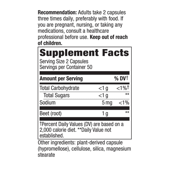 Nature's Way Suplemento Raíz de Remolacha 1000 mg, 100 cápsulas