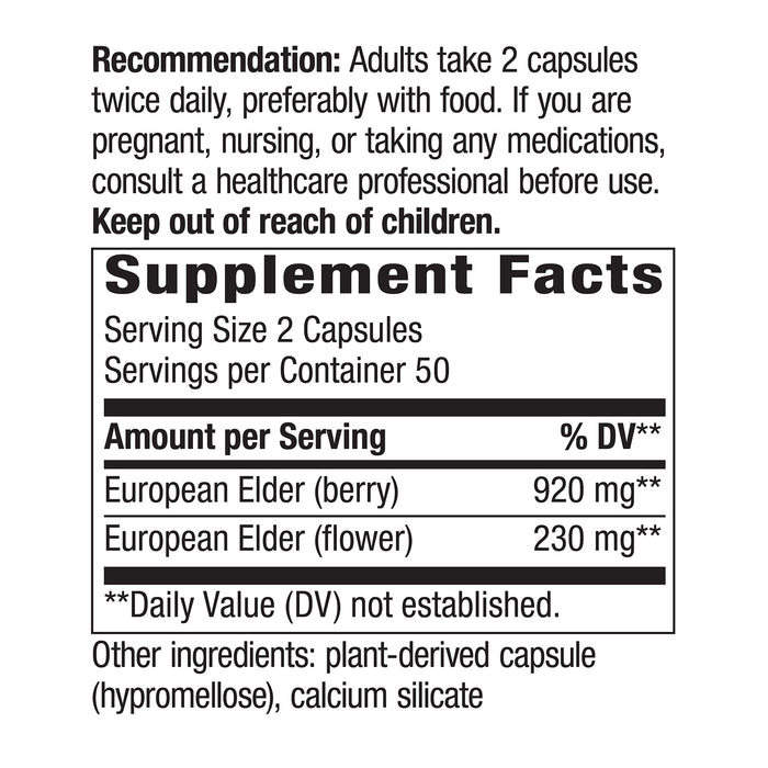 Nature's Way Suplemento de Sauco Negro 1150 mg, 100 cápsulas