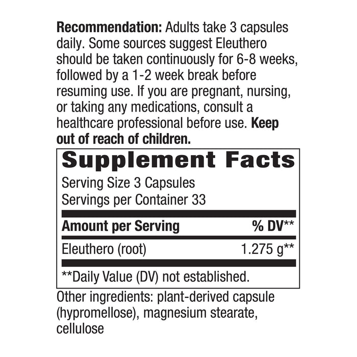 Nature's Way Suplemento de Eleuthero siberiano 1275 mg, 100 cápsulas