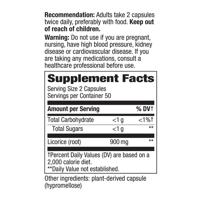 Nature's Way Suplemento Raíz de regaliz 900 mg, 100 cápsulas