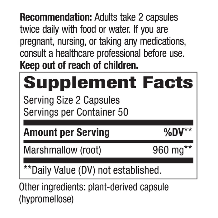Nature's Way Suplemento de Raíz de Malvavisco 960mg, 100 cápsulas