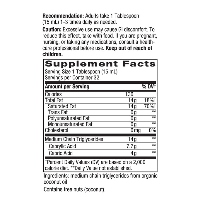 Nature's Way Suplemento Aceite MCT Orgánico, 16 fl OZ (480ml)