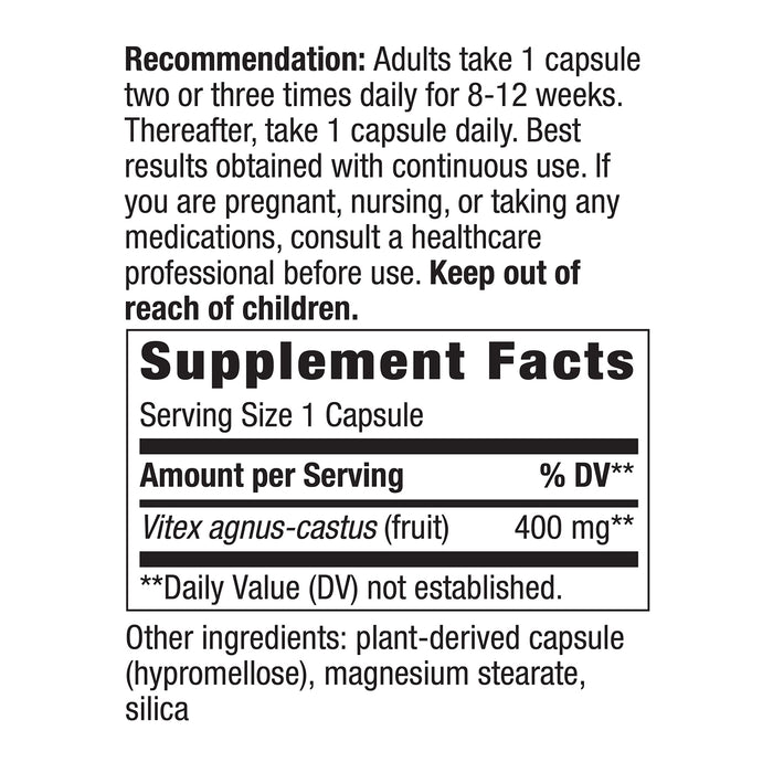 Nature's Way Suplemento de Fruta Vitex 400mg, 100 cápsulas