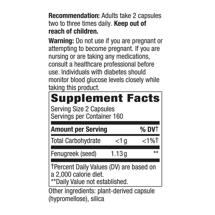 Nature's Way Suplemento de Semillas de Fenogreco 1130mg, 320 cápsulas