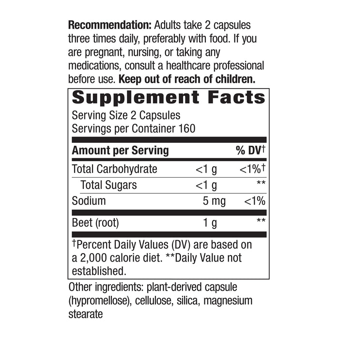 Nature's Way Suplemento Raíz de Remolacha 1000 mg, 320 cápsulas