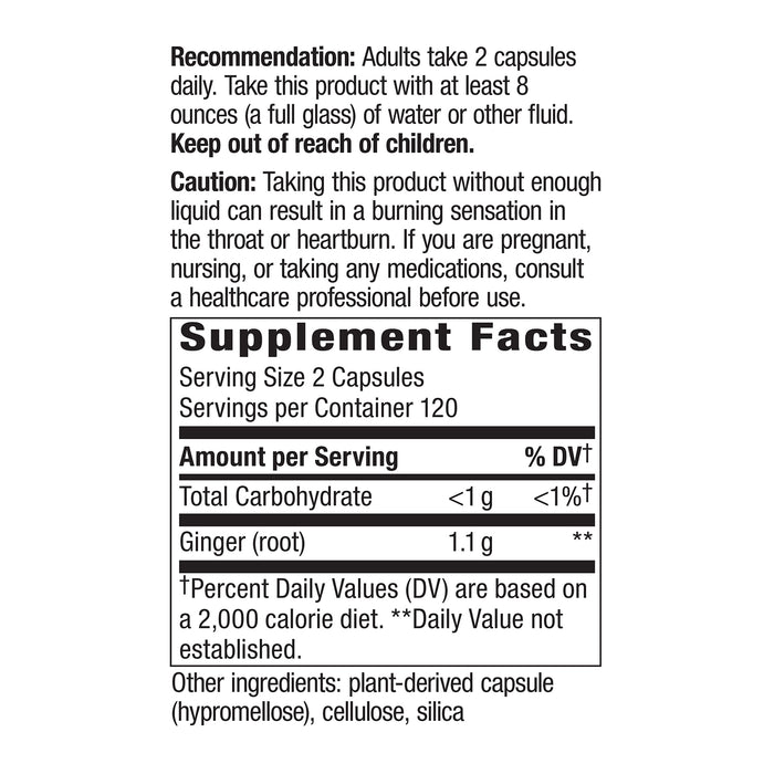 Nature's Way Suplemento Raíz de Jengibre 1100 mg, 240 cápsulas