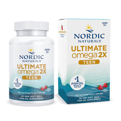 Nordic Naturals Ultimate Omega 2x Teen, 1120 mg de Omega, 60 mini geles sabor fresa