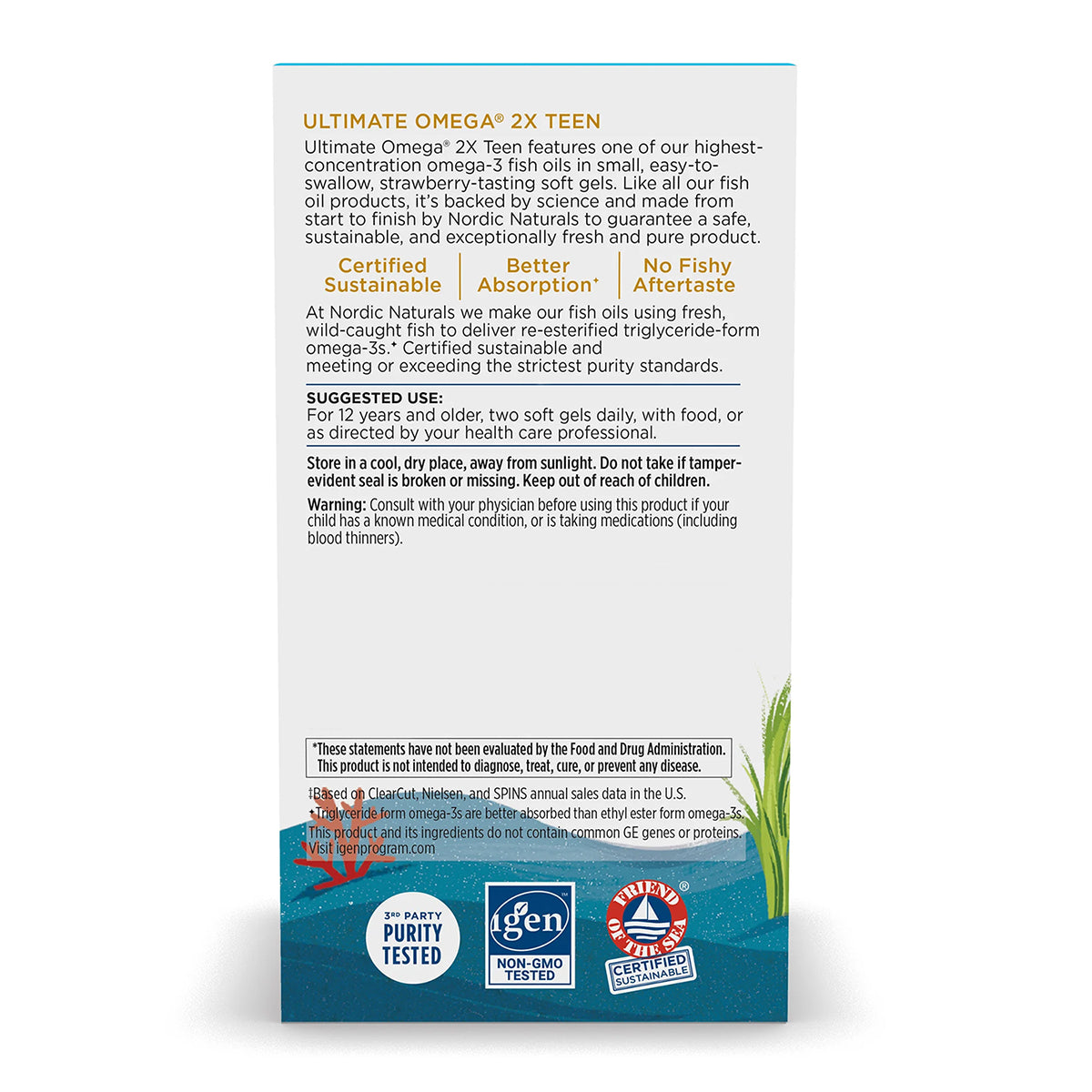 Nordic Naturals Ultimate Omega 2x Teen, 1120 mg de Omega, 60 mini geles sabor fresa