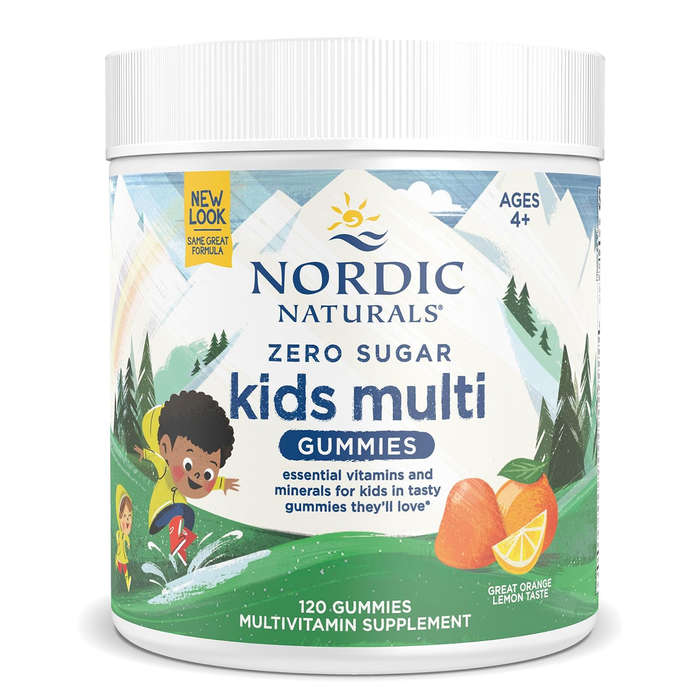 Nordic Naturals Kids Multivitaminas para niños con 0 azúcar, 120 gomitas sabor naranja - limón
