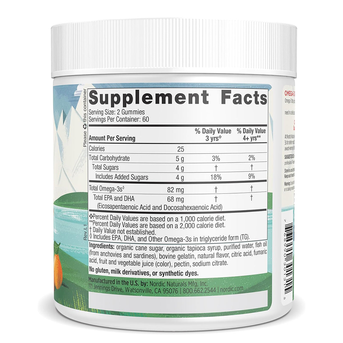 Nordic Naturals Suplemento de Omega 3 para niños, 82 mg de Omega, 120 gomitas sabor mandarina