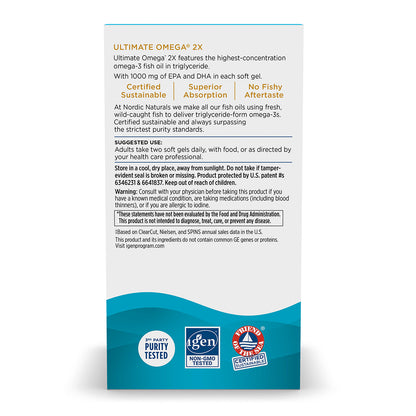 Nordic Naturals Ultimate Omega 2x, 2150 mg de Omega, 60 cápsulas sabor limón para 1 mes