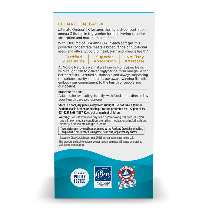 Nordic Naturals Ultimate Omega 2x, 2150 mg de Omega, 60 cápsulas sabor limón