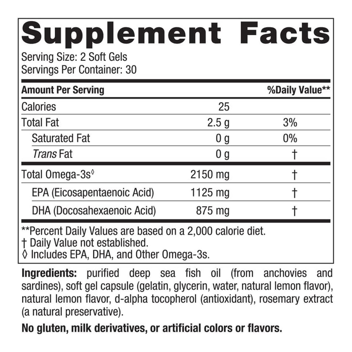 Nordic Naturals Ultimate Omega 2x, 2150 mg de Omega, 60 cápsulas sabor limón