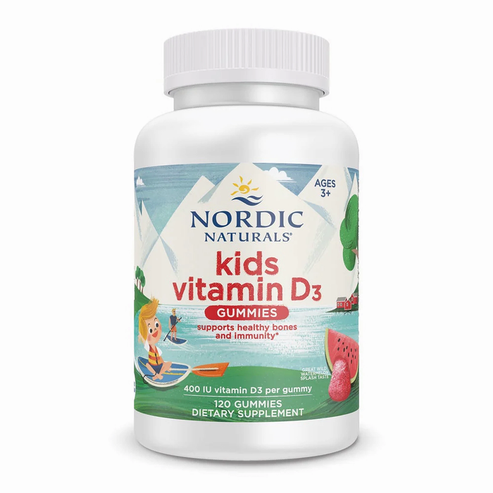 Nordic Naturals Vitamina D3 para niños, 400 IU de Vitamina D3, 120 Gomitas sabor sandía