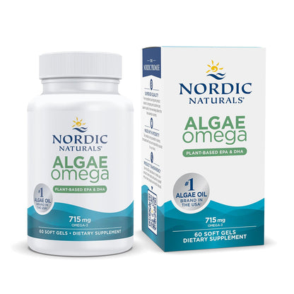 Nordic Naturals Algae Omega, Suplemento vegano, 715 mg de Omega, 60 cápsulas para 1 mes