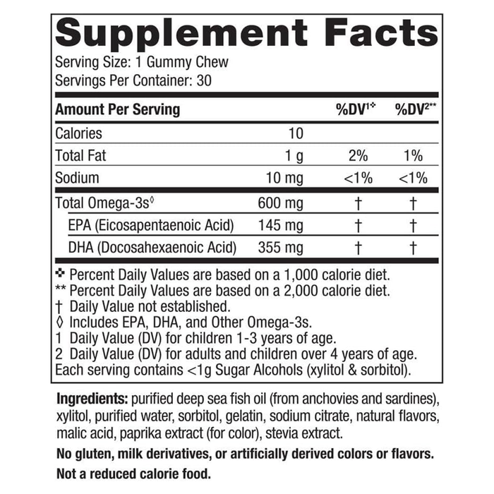 Nordic Naturals Children's DHA con 0 azúcar, 600 mg de Omega, 30 gomitas masticables sabor ponche tropical