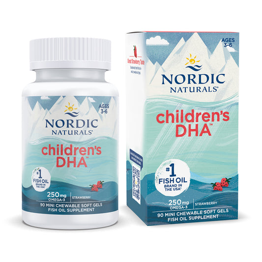 Nordic Naturals Suplemento DHA para niños, 250 mg por cápsula, 90 mini cápsulas masticables sabor fresa