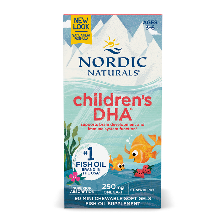 Nordic Naturals Suplemento DHA para niños, 250 mg por cápsula, 90 mini cápsulas masticables sabor fresa