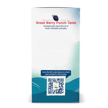 Nordic Naturals Suplemento de DHA Xtra para niños, 636 mg de Omega, 90 mini cápsulas masticables sabor ponche de bayas