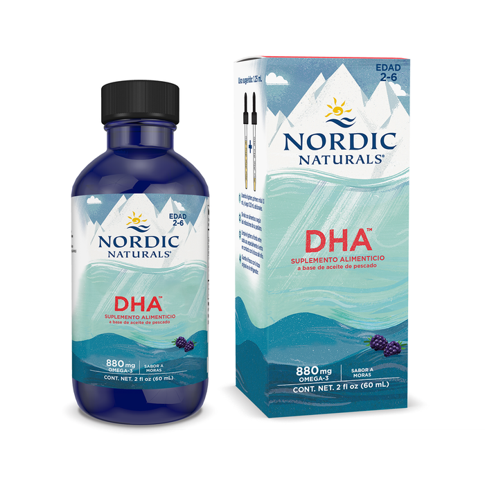 Nordic Naturals Suplemento de DHA Xtra para niños, 880 mg de Omega, 2 fl oz (60ml) sabor ponche de bayas