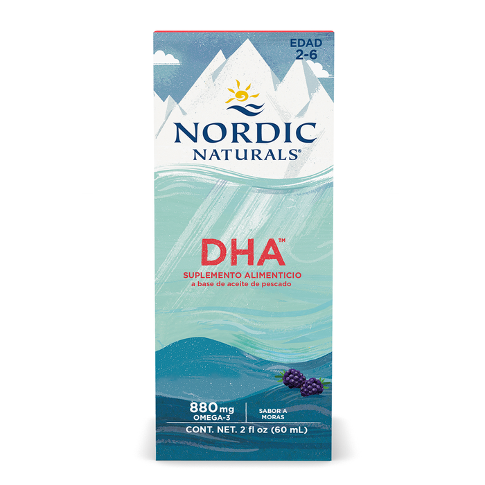 Nordic Naturals Suplemento de DHA Xtra para niños, 880 mg de Omega, 2 fl oz (60ml) sabor ponche de bayas