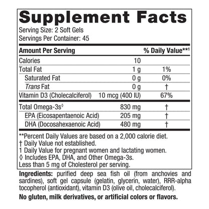 Nordic Naturals Suplemento Prenatal Dha, 830 mg de Omega 3 con Vitamina D3, 90 Cápsulas para 1 mes