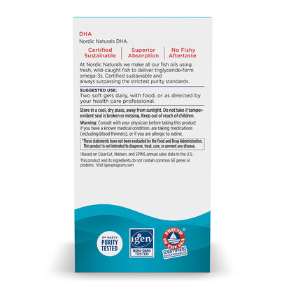 Nordic Naturals Suplemento DHA, 830 mg de Omega, 90 cápsulas sabor fresa