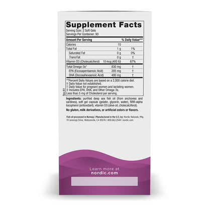 Nordic Naturals Suplemento Prenatal DHA, 830 mg de Omega, 180 cápsulas para 3 meses