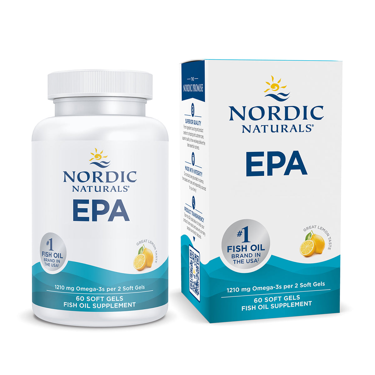 Nordic Naturals Suplemento de EPA, 1210 mg de Omega, 60 cápsulas sabor limón para 1 mes