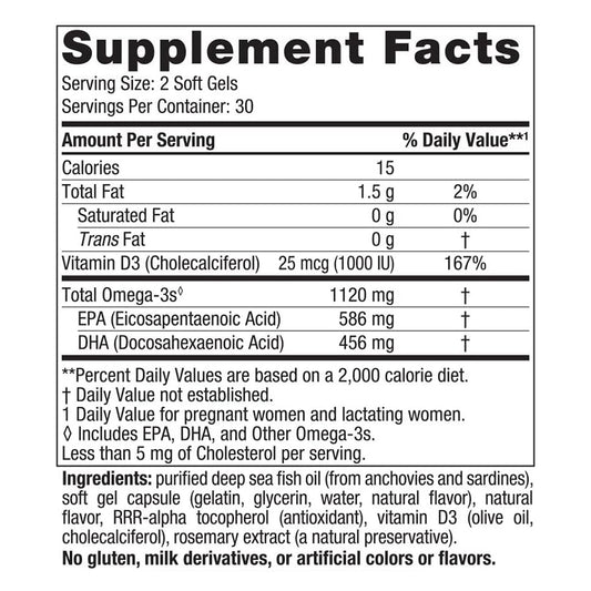 Nordic Naturals Suplemento Posnatal Omega 3, 1120 mg de Omega, 60 cápsulas sabor limón para 1 mes