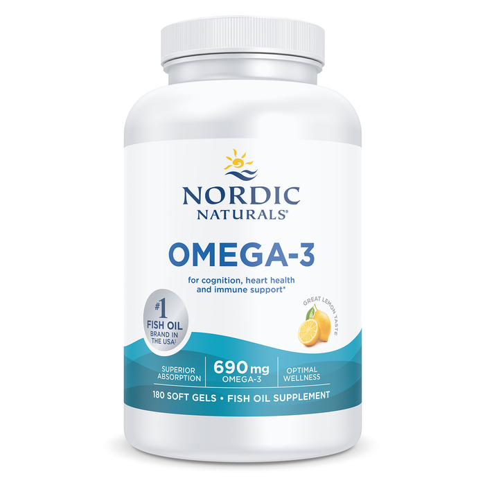 Nordic Naturals Suplemento de Omega 3, 690 de Omega, 180 cápsulas sabor limón