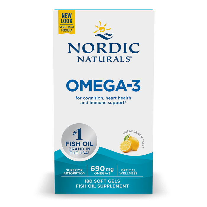 Nordic Naturals Suplemento de Omega 3, 690 de Omega, 180 cápsulas sabor limón