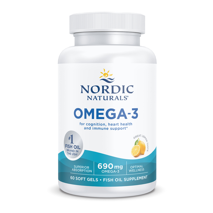 Nordic Naturals Suplemento de Omega 3, 690 mg de Omega, 60 cápsulas sabor limón