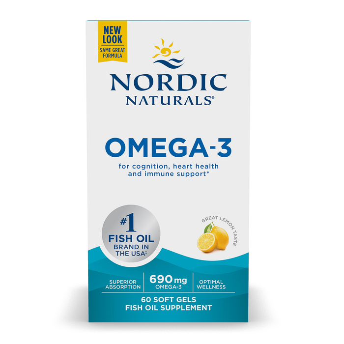 Nordic Naturals Suplemento de Omega 3, 690 mg de Omega, 60 cápsulas sabor limón