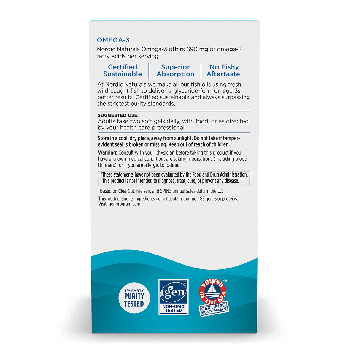 Nordic Naturals Suplemento de Omega 3, 690 mg de Omega, 60 cápsulas sabor limón para 1 mes