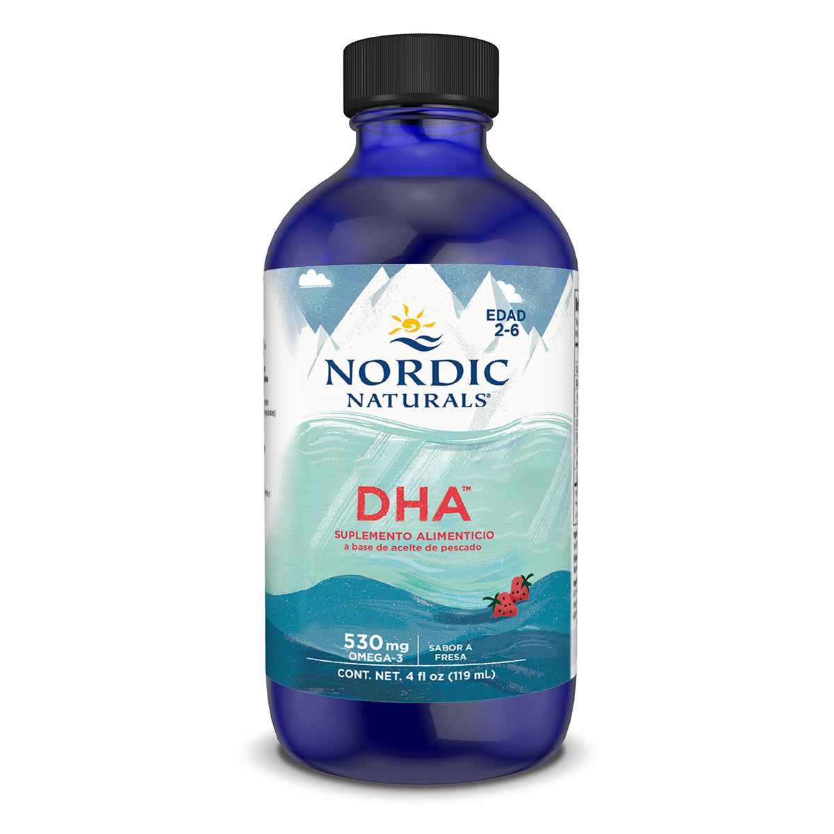 Nordic Naturals Suplemento DHA para niños, 530 mg de Omega, 4fl oz (119ml) sabor fresa
