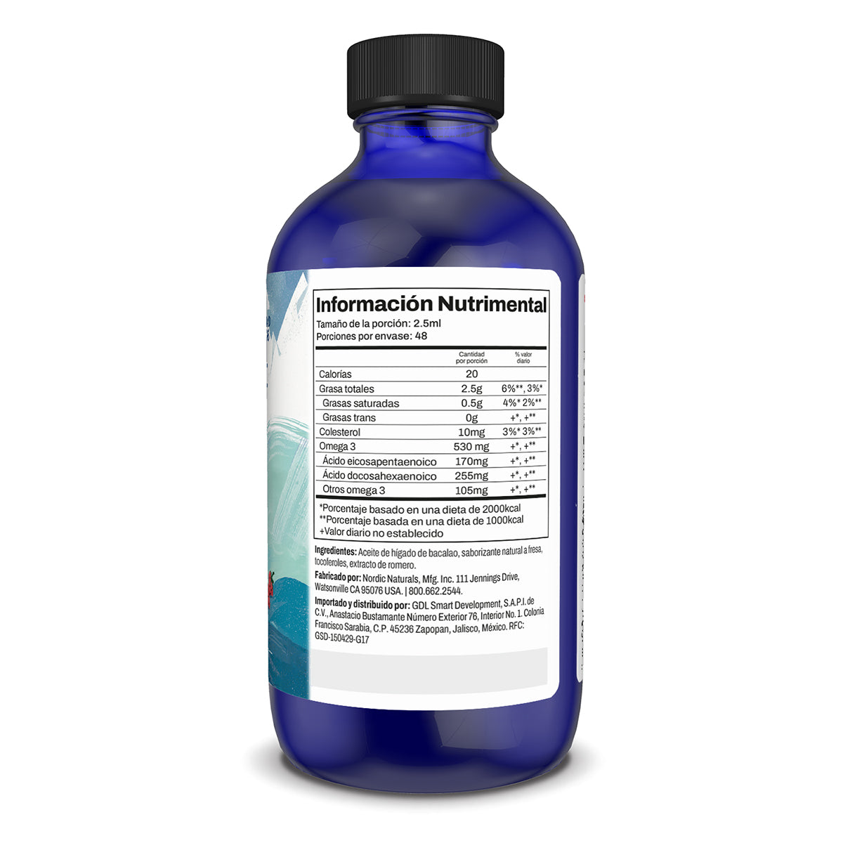 Nordic Naturals Suplemento DHA para niños, 530 mg de Omega, 4fl oz (119ml) sabor fresa