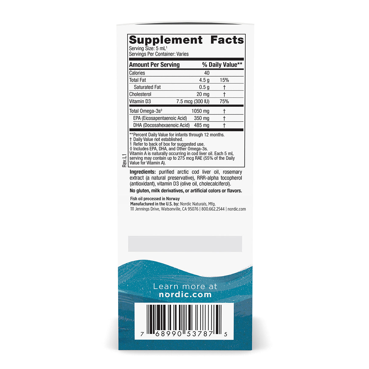 Nordic Naturals Suplemento DHA para Bebes, 1050 mg de Omega, 2 fl oz (60ml)