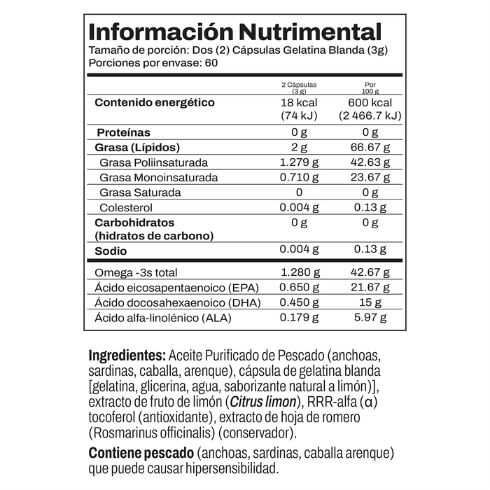 Nordic Naturals Ultimate Omega, 1280 mg de Omega, 120 cápsulas sabor limón