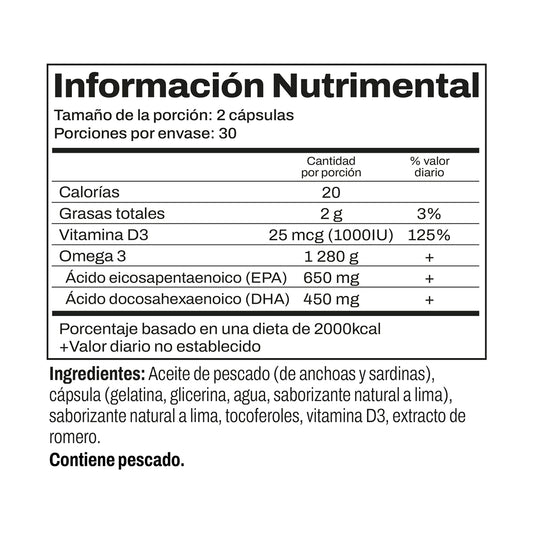 Nordic Naturals Ultimate Omega D3, 1280 mg de Omega + 1000 IU de Vitamina D3, 60 cápsulas sabor limón