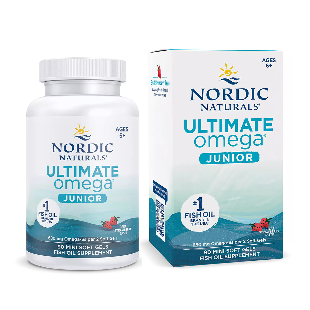 Nordic Naturals Ultimate Omega Junior, 680 mg de Omega, 90 mini geles sabor fresa, para niños de 6 a 12 años