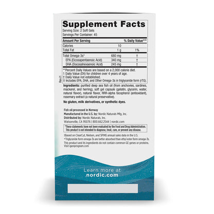 Nordic Naturals Ultimate Omega Junior, 680 mg de Omega, 90 mini geles sabor fresa, para niños de 6 a 12 años