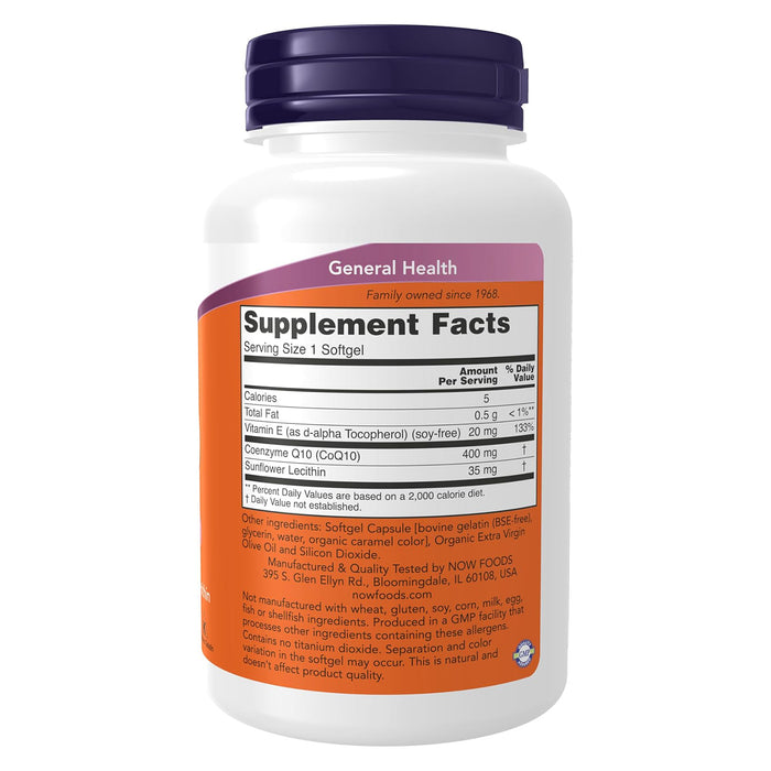 Now Suplemento Alimenticio CoQ10 400 mg 60 Cápsulas